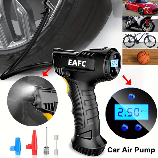 1pc Portable Wireless Electric Inflatable Pump, Wireless Car Air Pump, Digital Auto Tire Inflator, Portable Air Compressor For Car Bicycle Balls