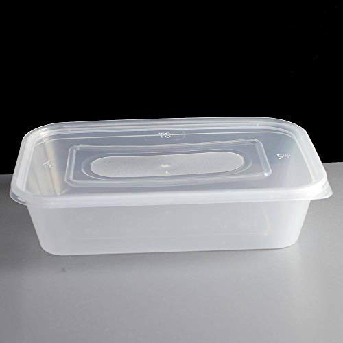 200 x 500ml Plastic Microwave Freezer Safe Food Meal Prep Takeaway Containers and Lids - Catering Grade Plastic (BPA Free)