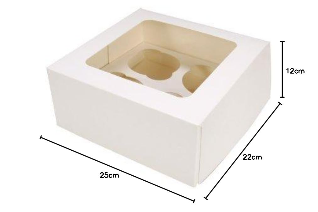 25 x White Cupcake Boxes - 4 Holes