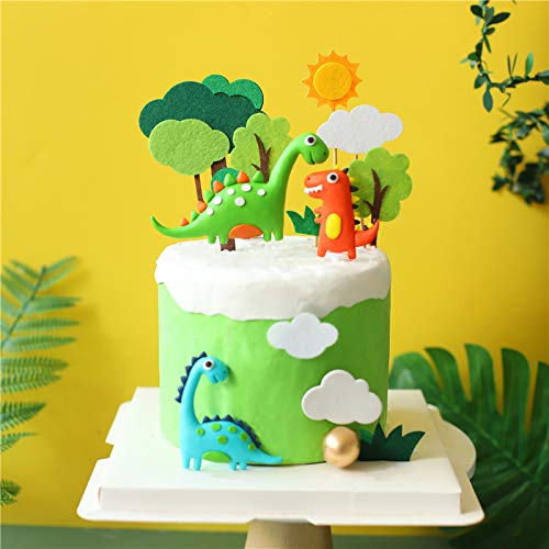 13PCS 3D Dinosaur Cake Topper Cupcake Topper Cake Decorations for kids Birthday Baby Shower Party Supplies Red