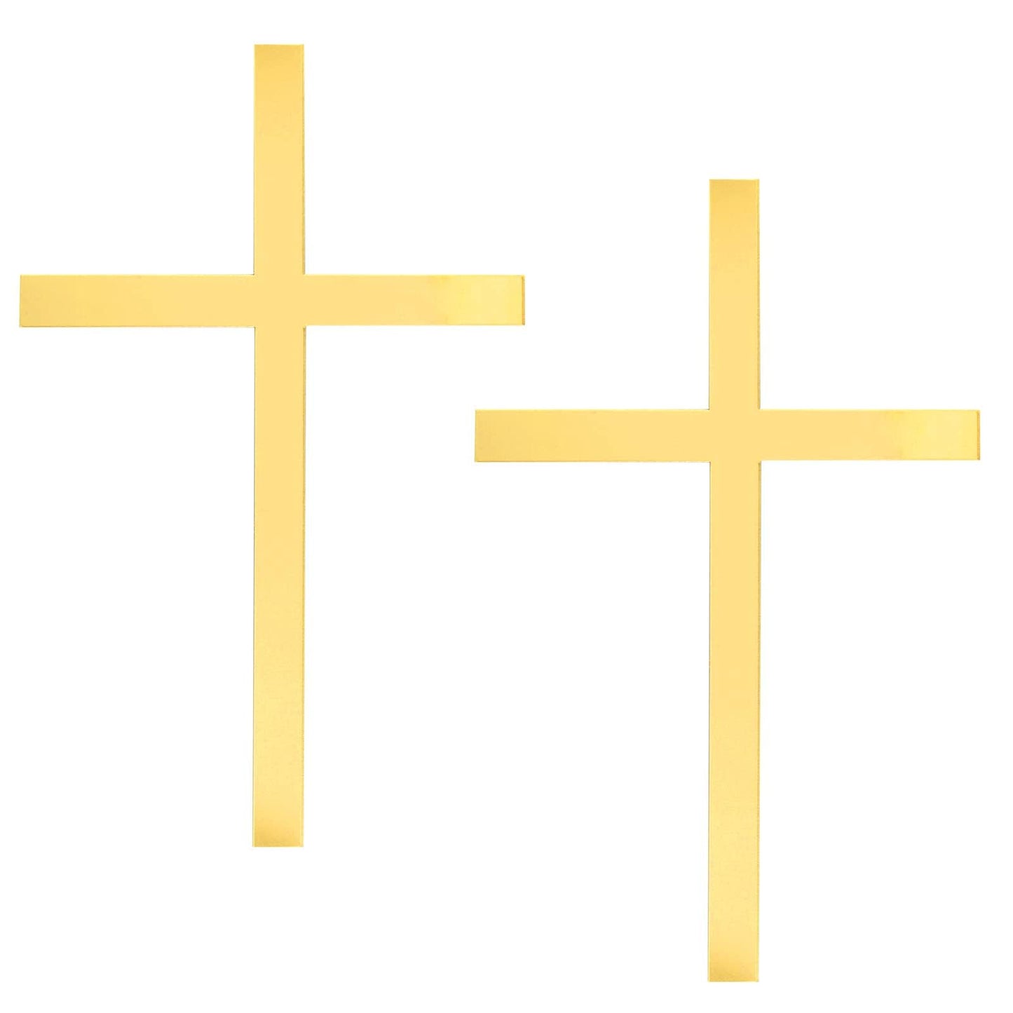 2pcs Cross Cake Topper Acrylic Mirror Baptism Cake DecoratioN Gold for Baptism Party Birthday Wedding DIY Cake Supplies