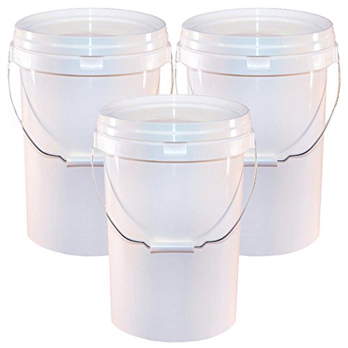 3x 20 Litre White Plastic Wash Bucket - 3 Bucket Wash System - Car Wash Bucket/Pail