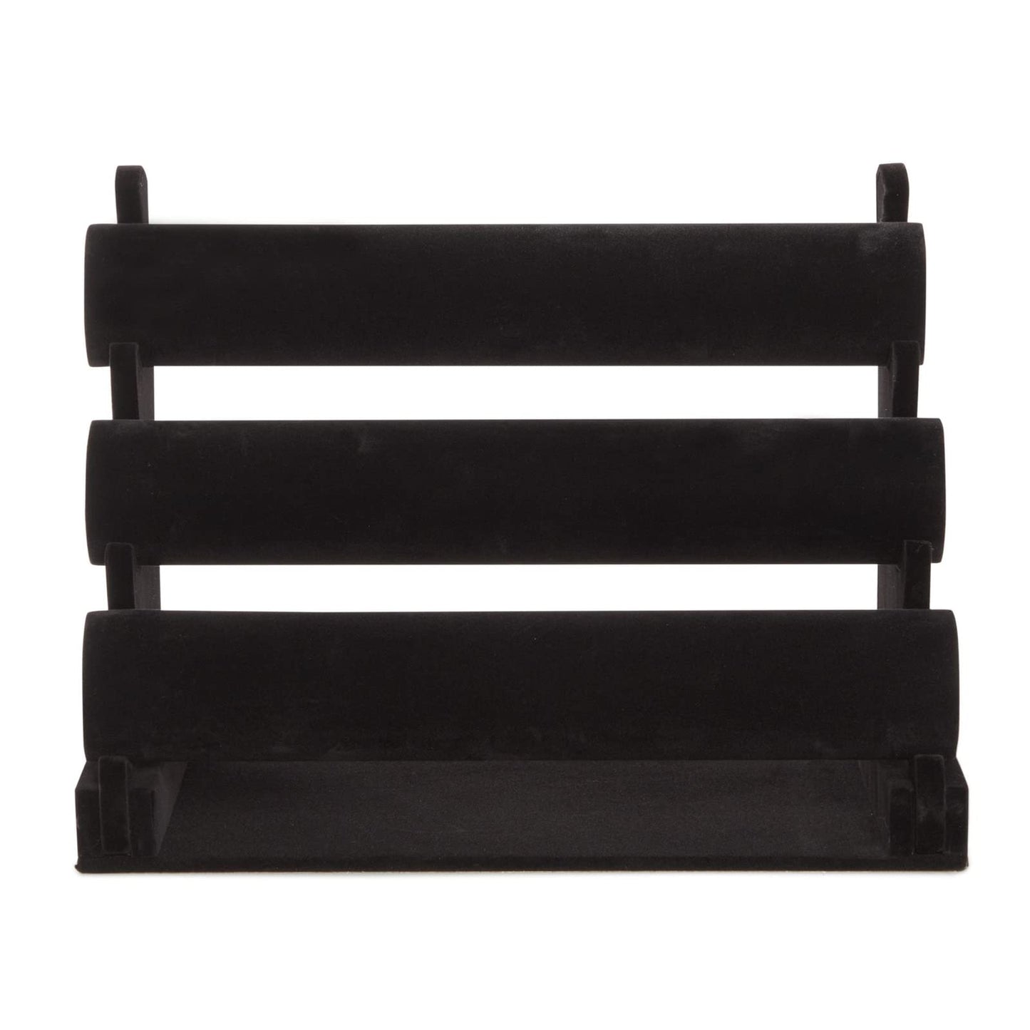 3-Tier Jewellery Display Stand with Removable Bars for Bracelets, Anklets, Watches, Bangles, Black Velvet, 30.5 x 23 x 18 cm