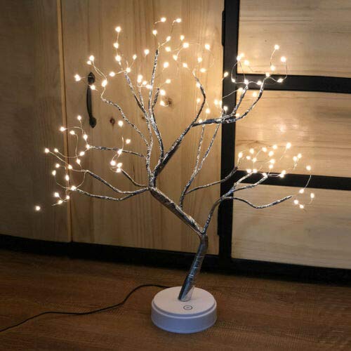 20'' Fairy Light Spirit Christmas Tree,108 LED Warm White Light Starry Copper String Tree Lamp USB or Battery Operated Bedside Lamp, Tree Branch Lights Decor for Christmas Decoration