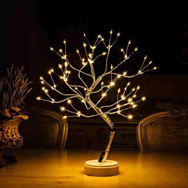 20'' Fairy Light Spirit Christmas Tree,108 LED Warm White Light Starry Copper String Tree Lamp USB or Battery Operated Bedside Lamp, Tree Branch Lights Decor for Christmas Decoration