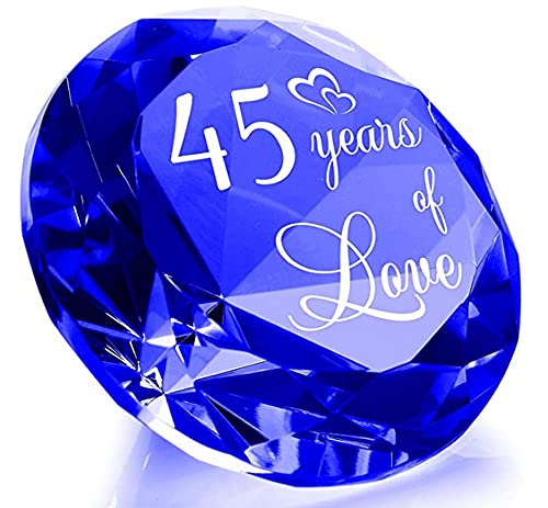 45 Years Anniversary Wedding Gifts for Couple 45th Sapphire Wedding Romantic Gifts for Wife 45 Years of Love Sapphire K9 Crystal Keepsake for Parents 45 Years Sapphire