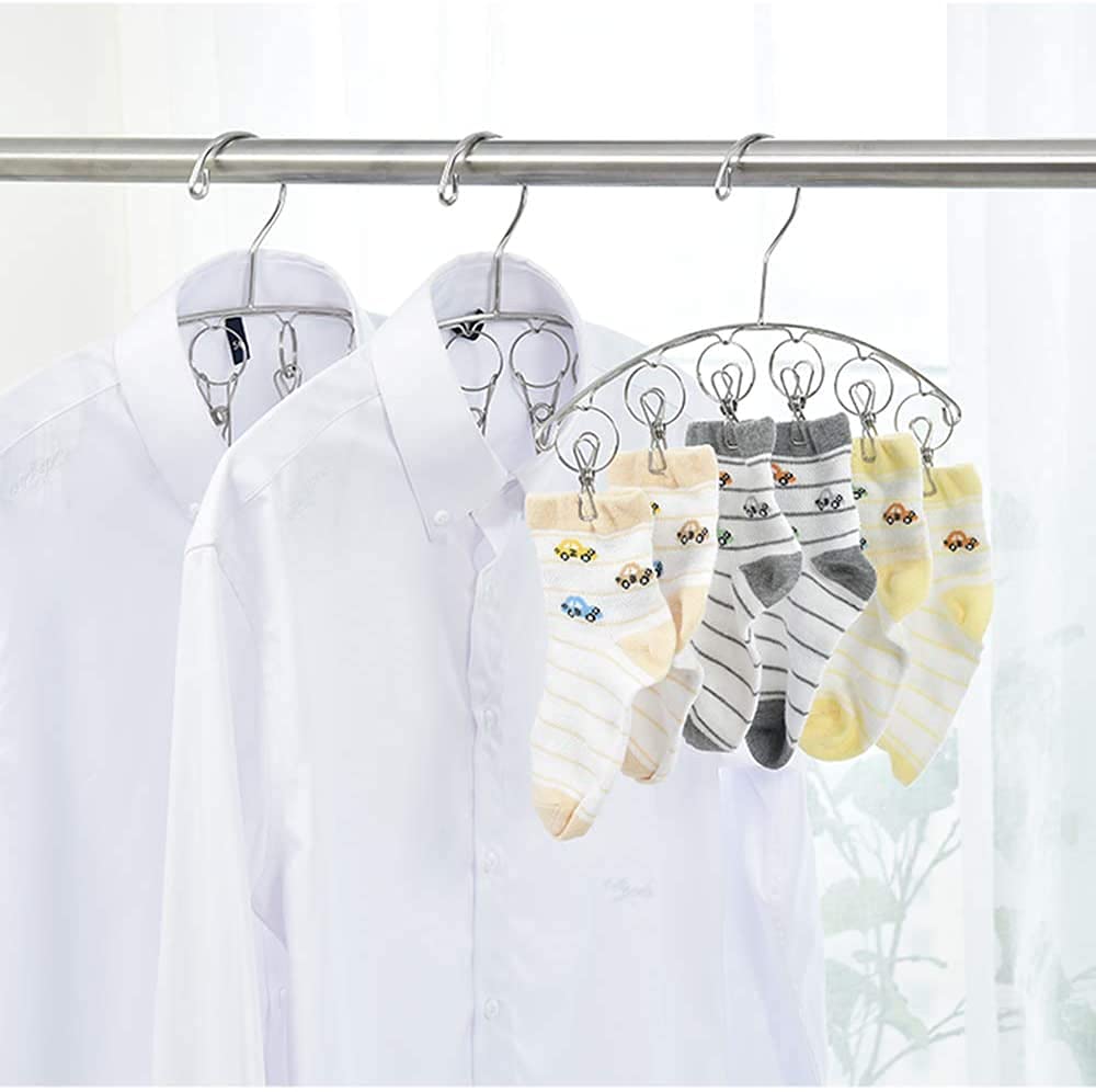 20 Clips Sock Dryer Folding Stainless Steel Laundry Drying Rack Sock Hanger Underwear Windproof Peg Airer Peg Hanger Space Saver Drip Hanger for Socks, Underwear Drying Towels, Bras, Baby Clothes