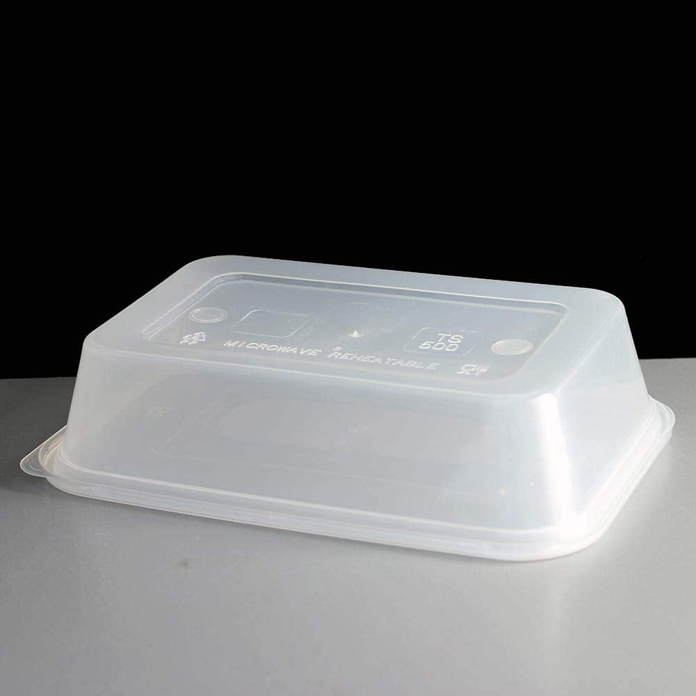 200 x 500ml Plastic Microwave Freezer Safe Food Meal Prep Takeaway Containers and Lids - Catering Grade Plastic (BPA Free)