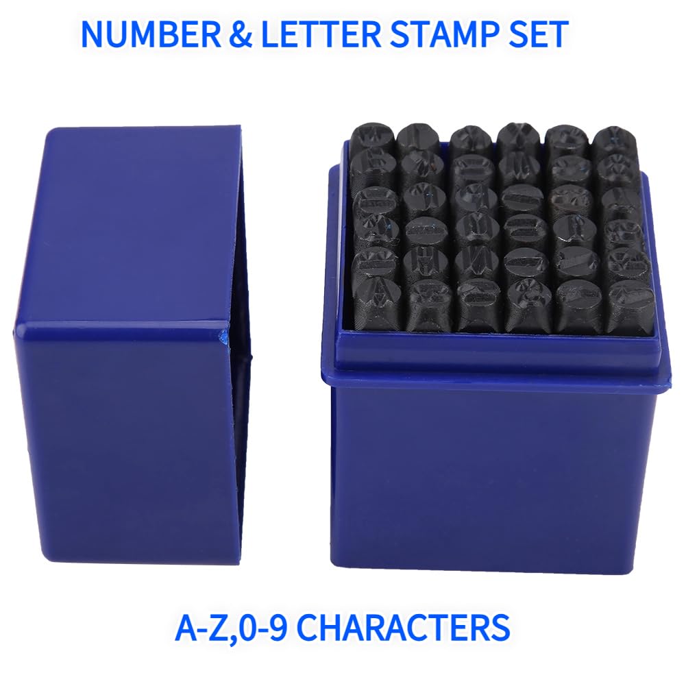 36pcs Letter and Number Metal Stamp Set 6mm Alphabet Stamps Steel Letter Punch for Imprinting Marking on Metal Wood Leather