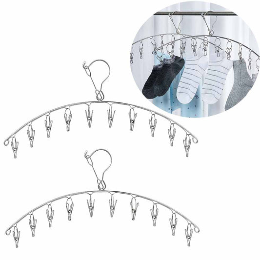 20 Clips Sock Dryer Folding Stainless Steel Laundry Drying Rack Sock Hanger Underwear Windproof Peg Airer Peg Hanger Space Saver Drip Hanger for Socks, Underwear Drying Towels, Bras, Baby Clothes