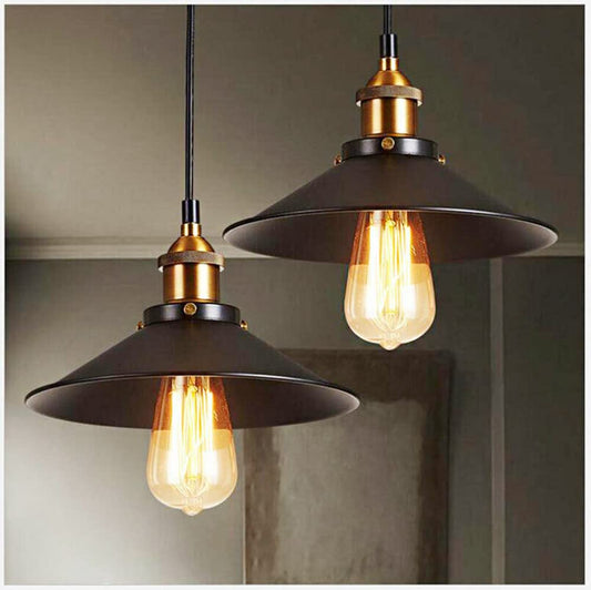 2 Pack Vintage Industrial Black Pendant Light for Kitchen Island, Retro Chandeliers Fixtures E26 E27 Base, Hanging Ceiling Light Lamp Fixture, Bar Lights Hanging