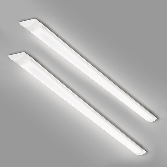 2 Pcs 4FT 115cm LED Batten Light,40W LED Tube Light Ceiling Surface Mounted Light Natural White 4000K 4000LM 130 °Beam Angle Ceiling Light for Shop,Office,Living Room,Garage，Warehouse, Kitchen