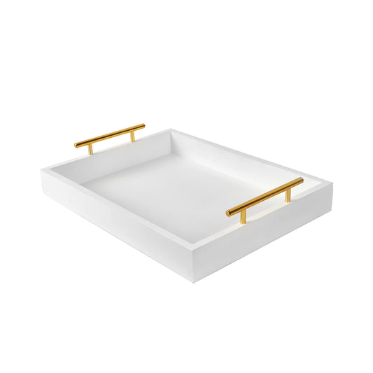 40cm x30cm Serving Trays with Handles, Decorative Serving Tray, Ottoman Trays, Living Room, Bathroom, and Outdoors Decorative Trays (White, 40cm x 30cm x 5cm) 40 x 30 x 5 cm White