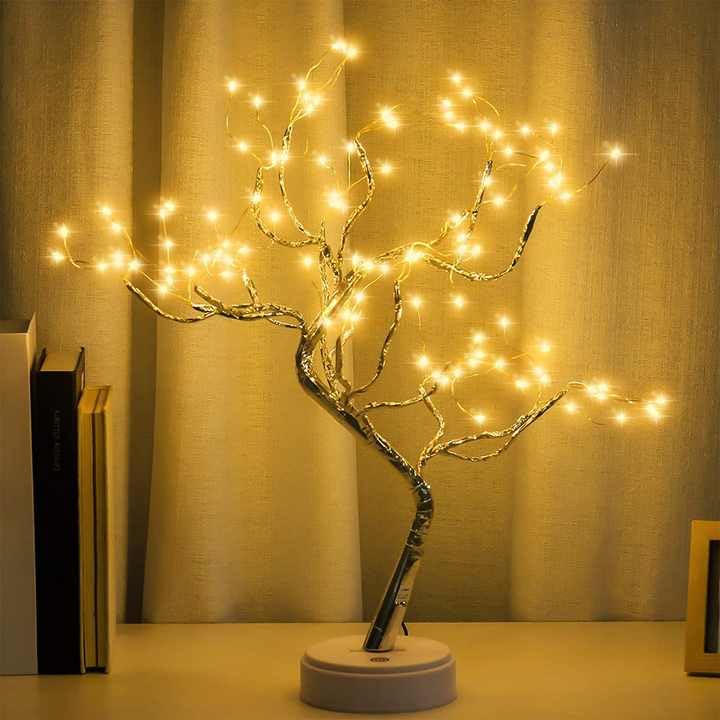 20'' Fairy Light Spirit Christmas Tree,108 LED Warm White Light Starry Copper String Tree Lamp USB or Battery Operated Bedside Lamp, Tree Branch Lights Decor for Christmas Decoration