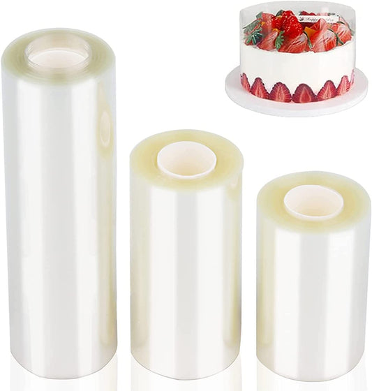 3 Rolls Acetate Sheets for Cakes Clear Acetate Cake Collars Reusable Cake Foil Collars Liners Banding Foil Sheet Film Roll for Cake Decoration Chocolate Mousse Baking Dessert Rings(8cm/10cm/15cm*10m)