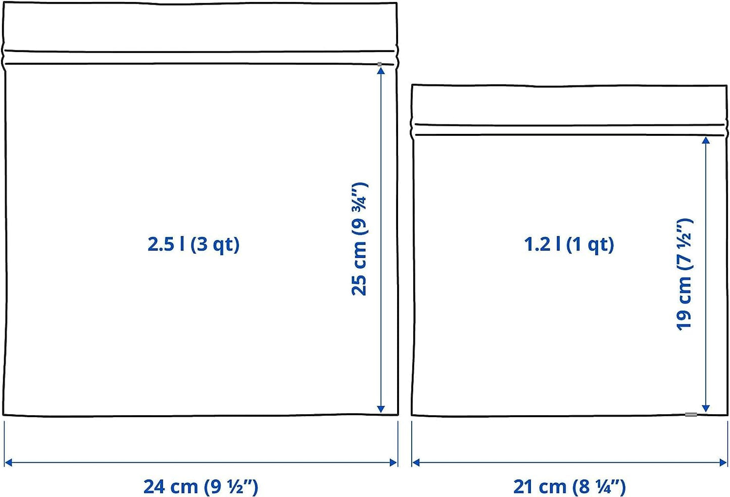 50 IKEA resealable bags (ISTAD) - GREY - ziplock - food freezer sandwich bags - 25 x 1.2L + 25 x 2.5L … Single