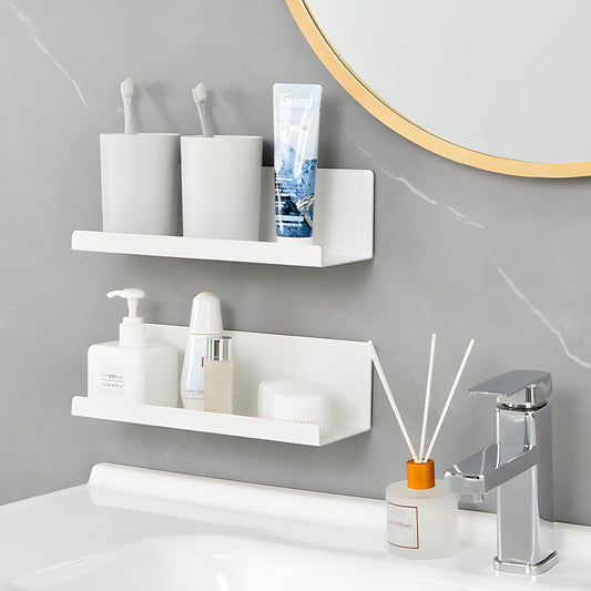 2 Pcs Acrylic Floating Shelves, 30*9.5CM Self Adhesive Acrylic Bathroom Floating Shelves, No Drill Display Shelf, Easily Expand Wall Space Acrylic Adhesive Shelves for Bathroom, Bedroom, Living Room