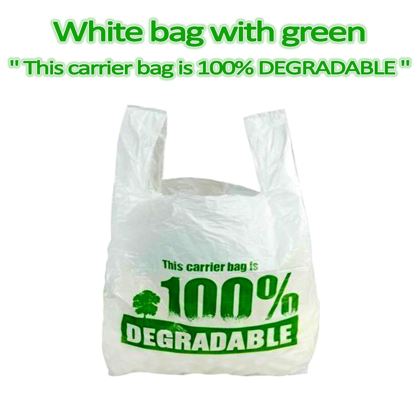 500 Bags of X Large White Vest plastic carrier bags 13 x 19 x 23" - Strong reusable shopping bag 100% degradable - Recycled Eco Friendly Plastic Bags 500 Bags