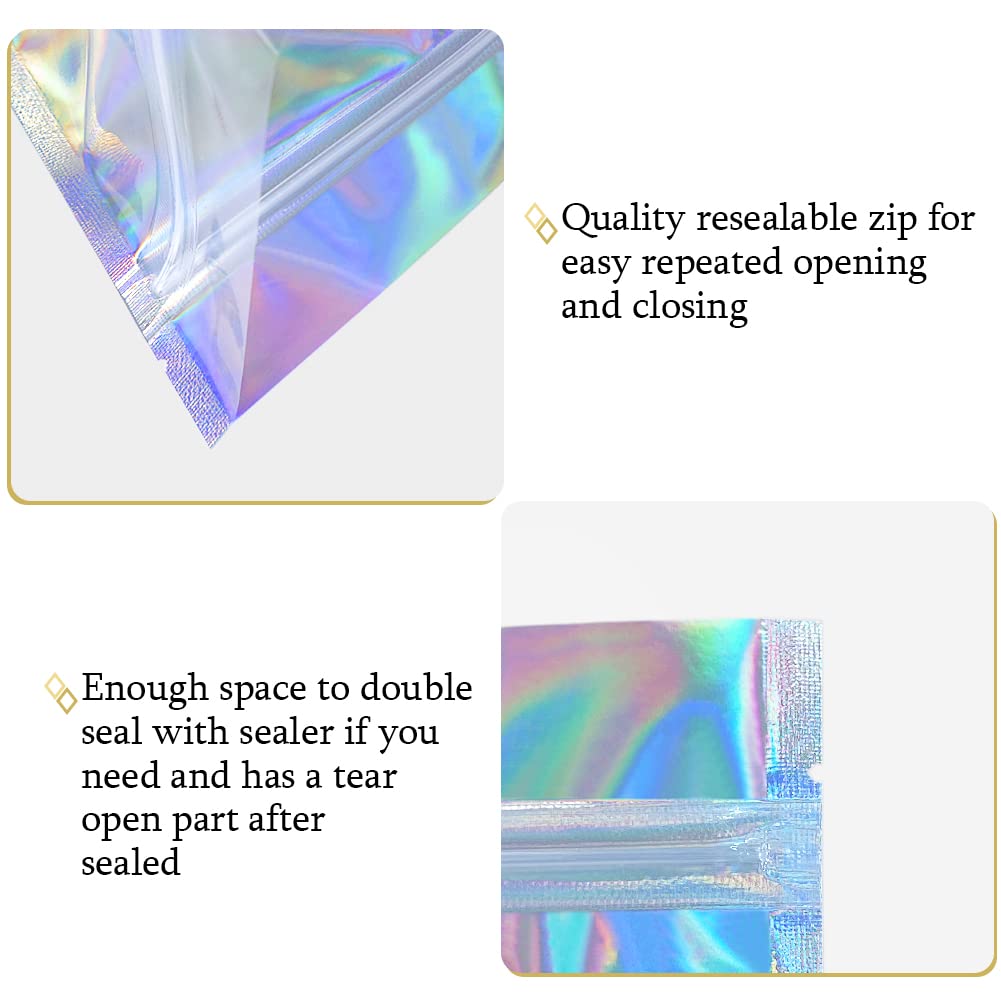 20x30cm Zip Lock Bags, Large Holographic Mylar Foil Ziplock Food Storage Bags Sealable Packaging Gift Pouch for Candy Cookies Jewellery Lash Lip Gloss Sample(Pack of 50) 20x30cm,50PCS