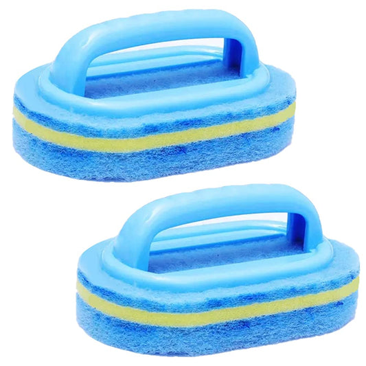 2Pcs Cleaning Brush,Bathroom Cleaning Sponge,Cleaning Sponge for Kitchen Bathtub Bath Toilet Wall Floor Tile Scrub Brush with Handle