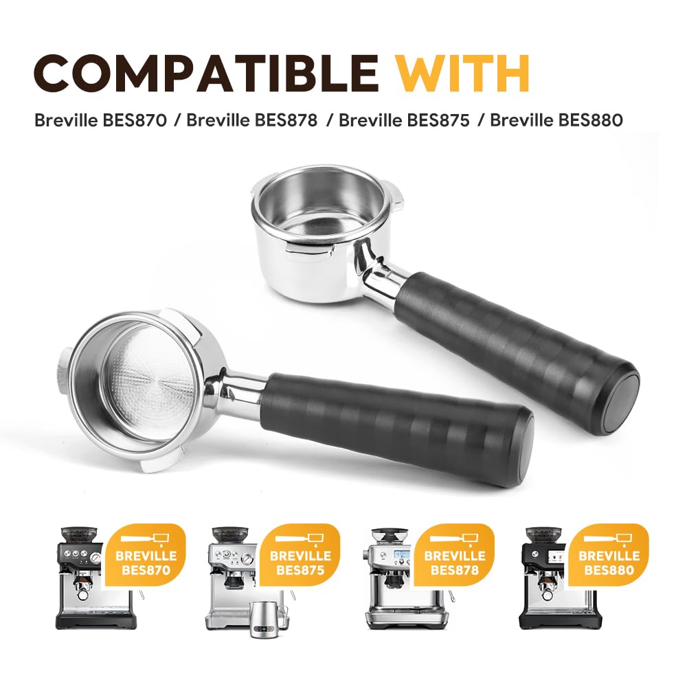 54mm Bottomless Portafilter Fits Breville Espresso Coffee Machine Barista Express, BENFUCHEN Bottomless Naked Portafilter Compatible With Breville BES870/BES878/BES875/BES880, Included Filter Basket