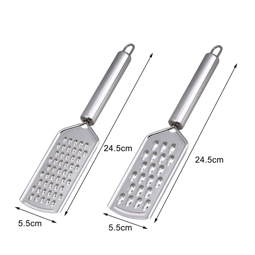 2PCS Kitchen Grater, Cheese Grater Fine Grater for Kitchen with Handle and Razor-Sharp Stainless Steel Blade and for Chocolate, Cheese, Carrot, Ginger, Coconut, Nuts