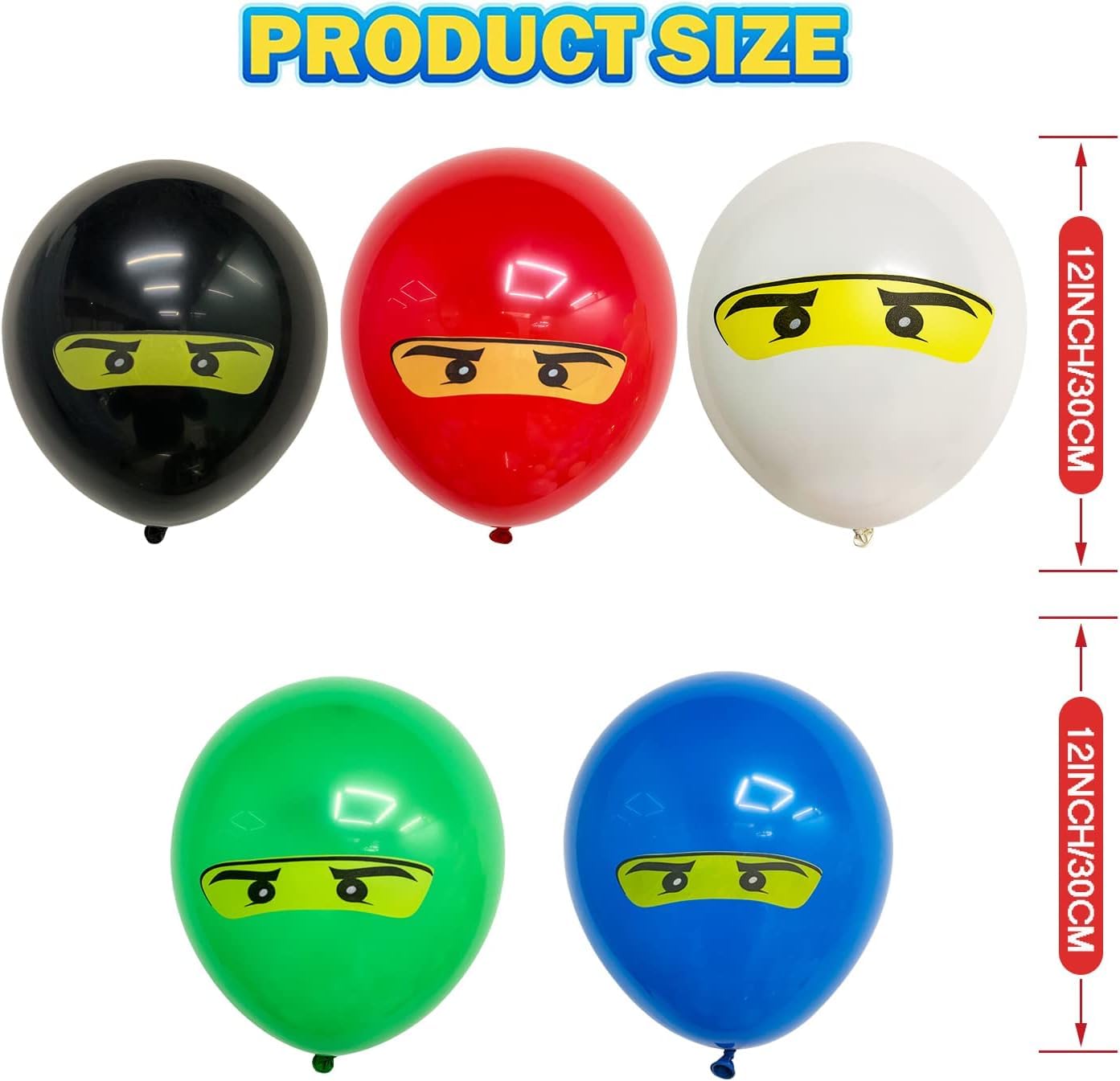 30 Pcs Ninjago Balloons, 12 inch Latex Balloons Pack, Suitable for Ninjago Themed Decorations for Children's Birthday Parties, Multicoloured Balloons for Kids Birthday Party Decorations