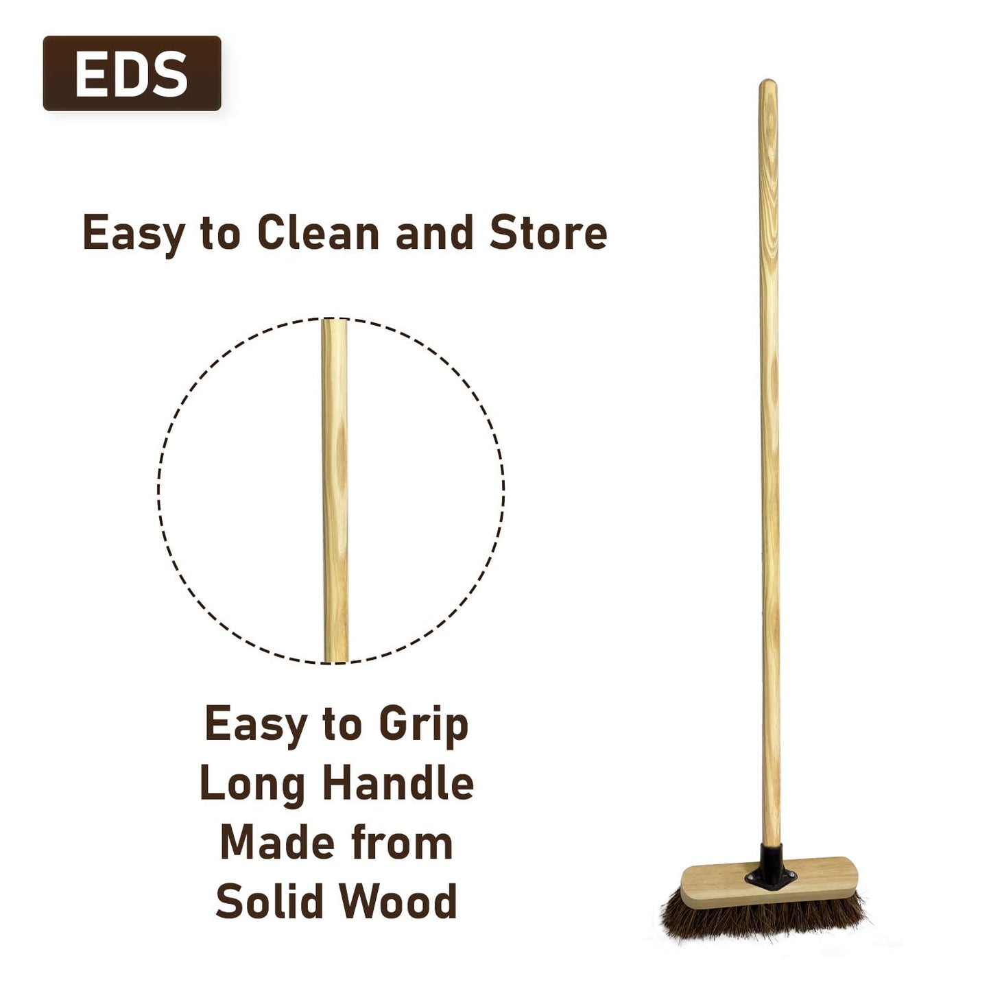 10” Garden Broom Outdoor with Wooden Handle Natural Stiff Bassine Hard Bristle Broom with Durable Support Bracket Yard Brush Heavy Duty Broom Outdoor Stiff Sweeping Yard Brush (Pack of 2) Stiff Natural Bassine Bristles Pack of 2