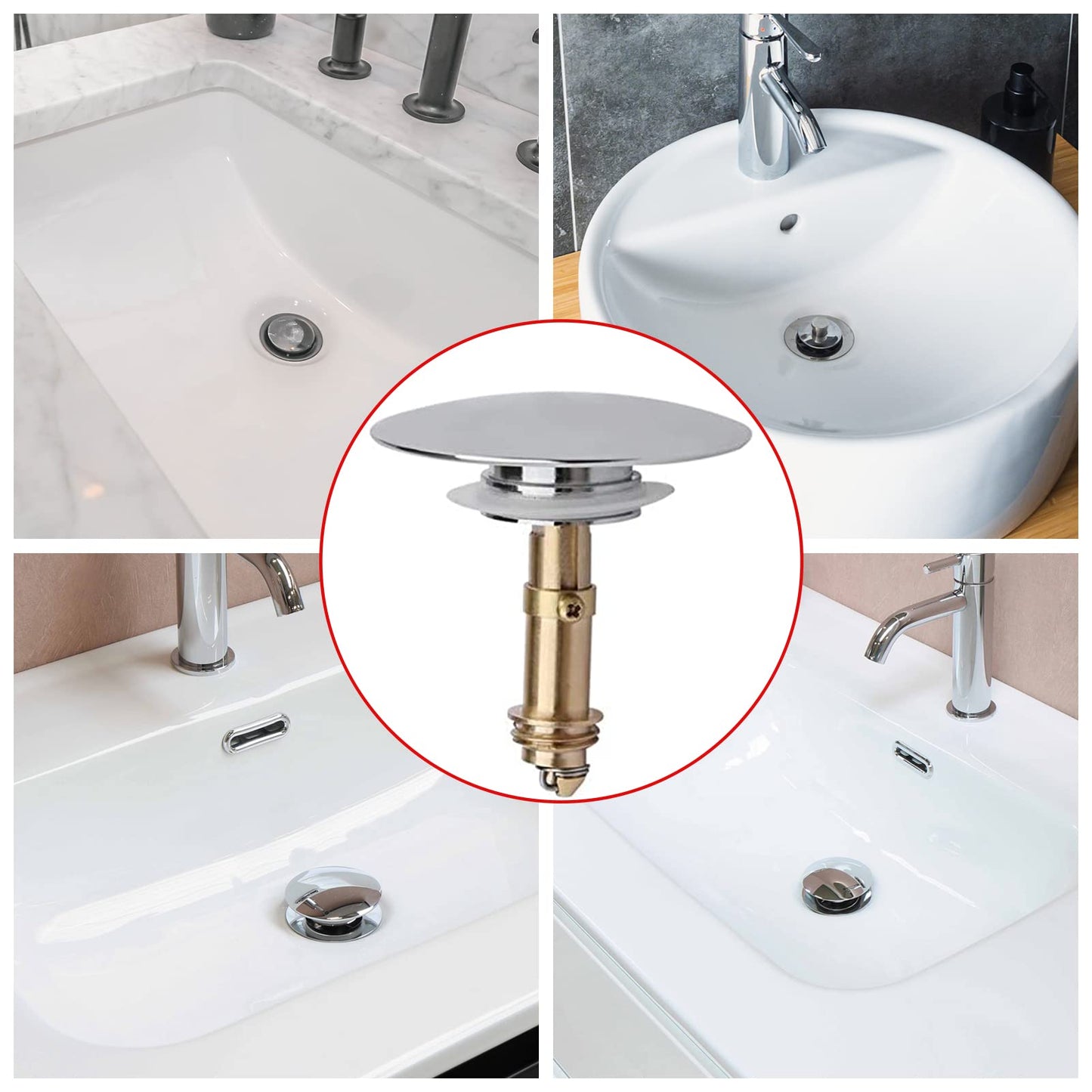 2PCS Replacement Sink Basin Bath Waste Click Clack Basin Pop Up Click Clack Brass Plug Bolt Brass Plug Bolt Pop Up Plug for Basins Basin Drain Stopper Pop Up Sink Plugs Pop Up Sink Plug Parts