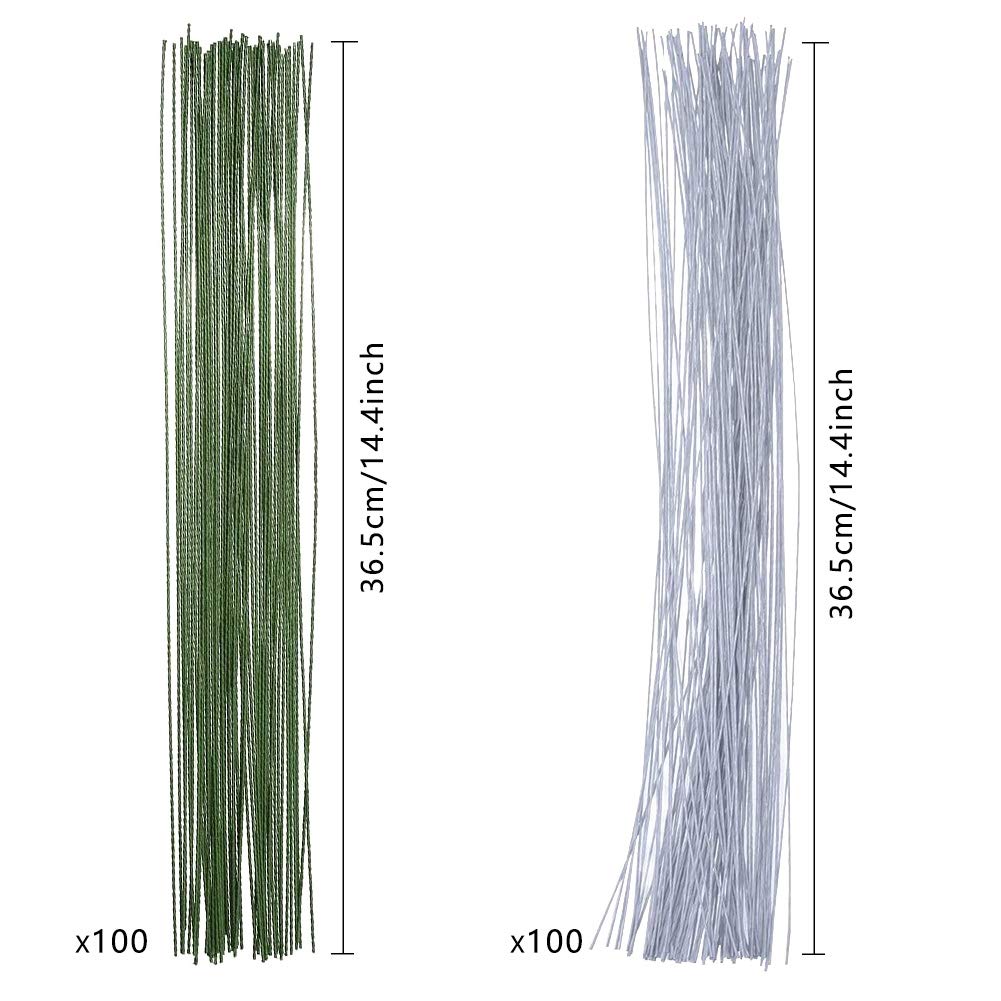 200 PCS Florist Wire Stems, 26 Gauge Flower Wire Stems Green Floral Wire Bouquet Wire Craft Wire Florist Decorative Wire Floristry Wires Flexible Wire For Flower Arranging Garland Wreath Making