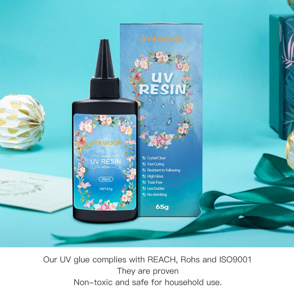 65g UV Resin Crystal Clear Hard Ultraviolet Curing Epoxy Resin DIY Jewellery Making Kit UV Glue for Art pendants Earrings Necklaces Bracelets Nail art accessories for Beginners(DIY65) diy65