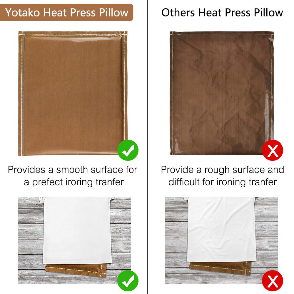 3 Pack Heat Press Pillow Mat, Yotako 3 Sizes Heat Transfer Pillow Teflon Heat Resistant Pressing Cushion with 2PCS Heat Sheet for Heat Press Digital Transfer and Sublimation Projects