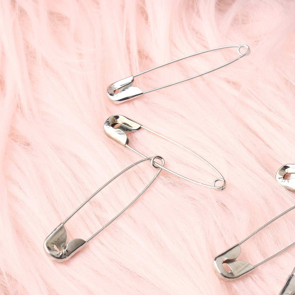 100Pcs Safety Pins, nuoshen 45mm Large Safety Pins Strong Safety Pins Metal Heavy Duty Safety Pin Nickel Plated Safety Blanket Pins for Crafts Arts Clothes