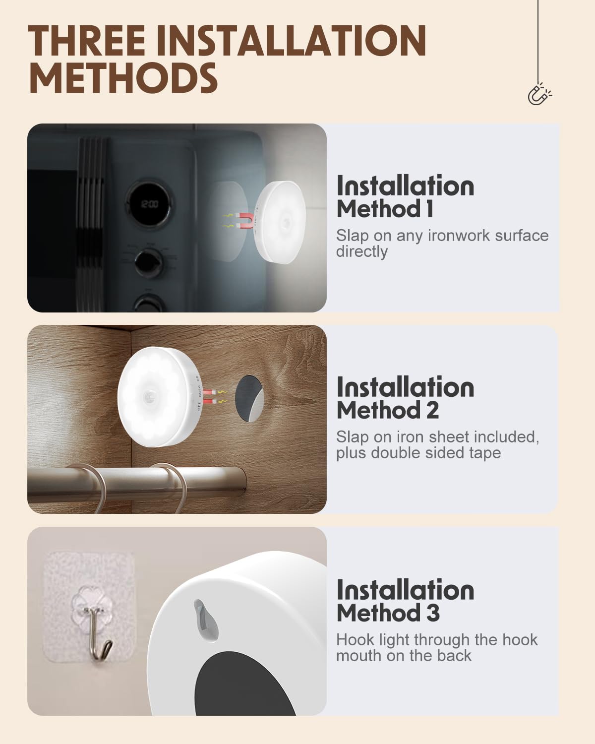 2024 Newest 12 LEDs Motion Sensor Lights Indoor, KALAHOL 6 Pack Cupboard Lights with 3 Modes, Rechargeable LED Stair Lights, Sensor Step Night Light for Under Cupboards Wardrobe Cabinet Closet Kitchen