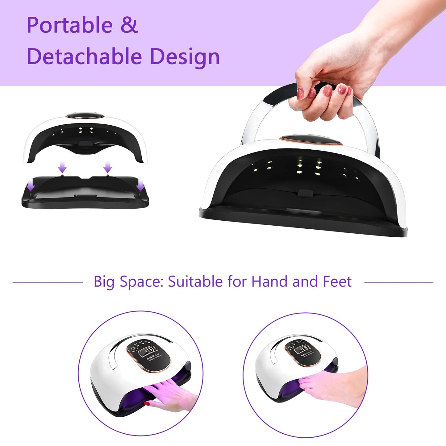 168W LED UV Nail Lamp, Professional Gel Nail Kits with UV Lamp Faster Nail Dryer Light with 4 Timers, Auto Sensor, LCD Display, Low Heat for Quickly Cure UV Led Gel Polish/Acrylic Builder/Home/Salon