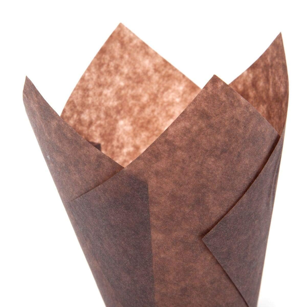 50 Bakery Direct Chocolate Brown Tulip Muffin Wraps Cases Premium Recyclable Paper