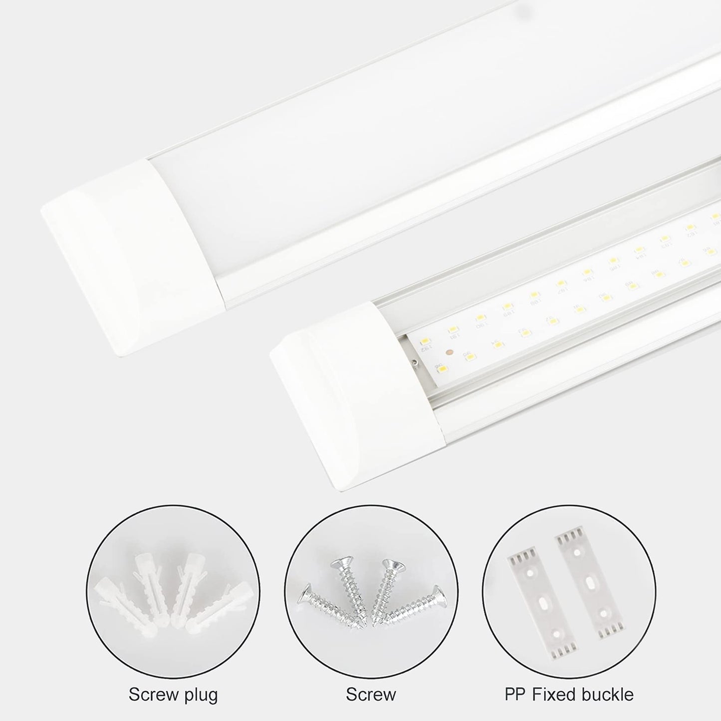 2 Pcs 4FT 115cm LED Batten Light,40W LED Tube Light Ceiling Surface Mounted Light Natural White 4000K 4000LM 130 °Beam Angle Ceiling Light for Shop,Office,Living Room,Garage，Warehouse, Kitchen