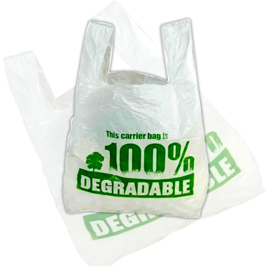 500 Bags of X Large White Vest plastic carrier bags 13 x 19 x 23" - Strong reusable shopping bag 100% degradable - Recycled Eco Friendly Plastic Bags 500 Bags