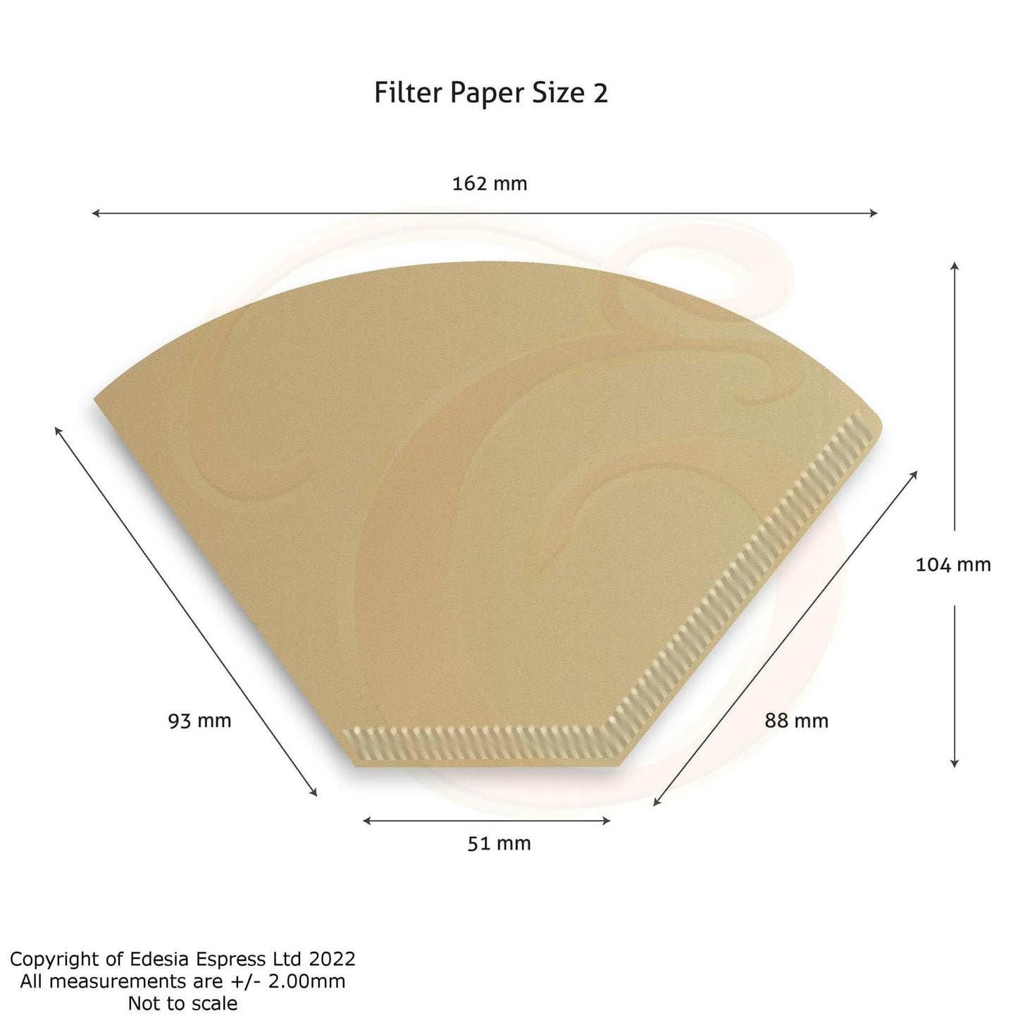 300 Size 2 Coffee Filter Paper Cones, Unbleached by EDESIA ESPRESS 300 Filter Cones