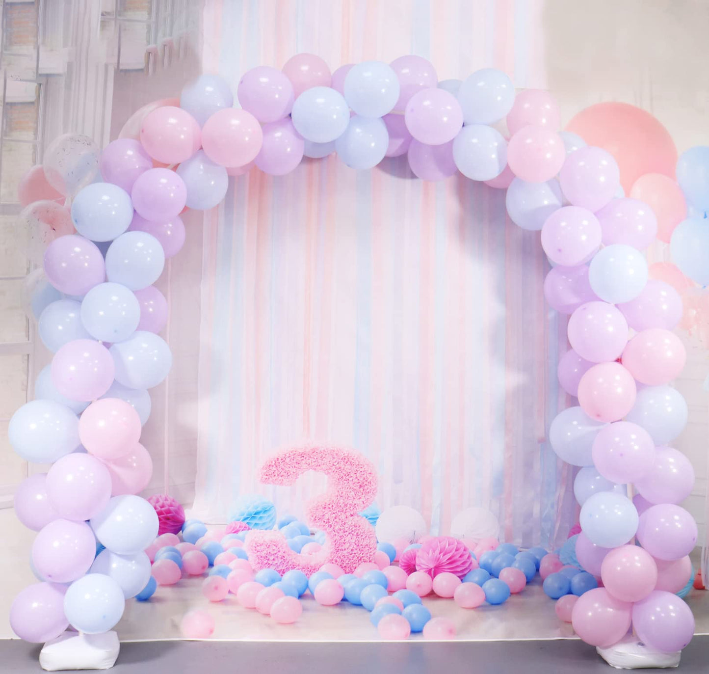 8ft × 6ft Balloon Arch Stand Kit for Floor, Balloon Arch Frame with Base, Balloon Arch Kit Floor Standing for Wedding, Birthday, Baby Shower, Graduation Party Decorations 8ft× 6ft(240× 180cm)