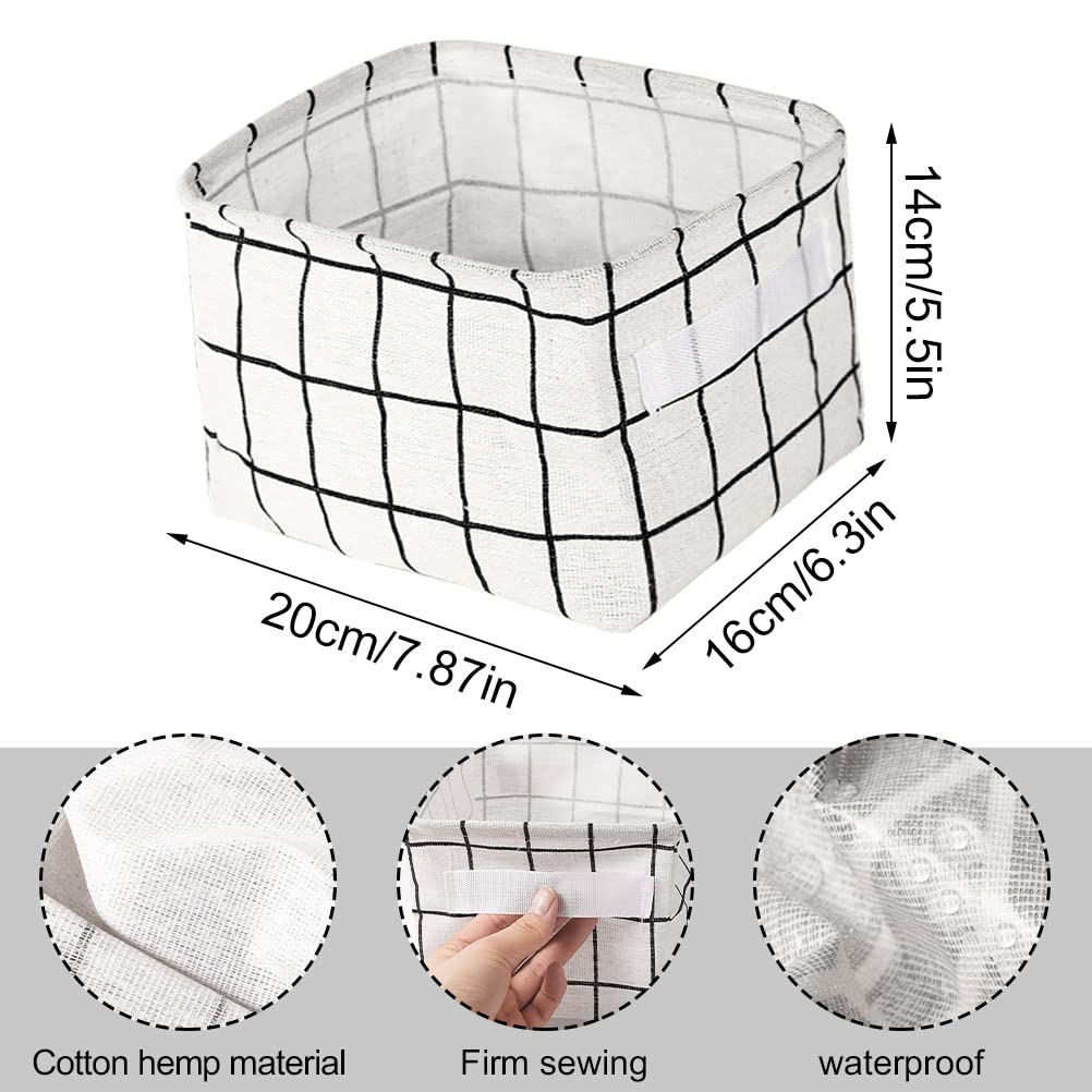 3 Pieces Small Fabric Storage Baskets, Waterproof Bathroom Storage Baskets Collapsible Square Storage Boxes with Handles Shelf Basket Organizer Bins for Bathroom Makeup Cupboards Kitchen