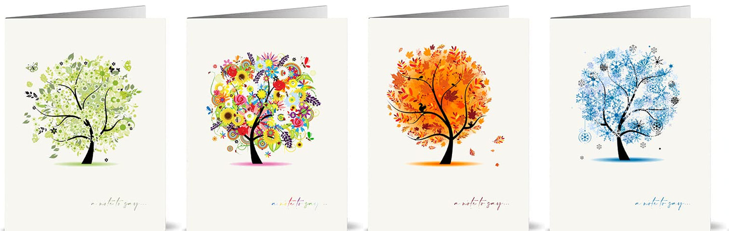 12 x A Note to Say Cards in Each of the Four Seasons: Various Styles (Tree) Tree