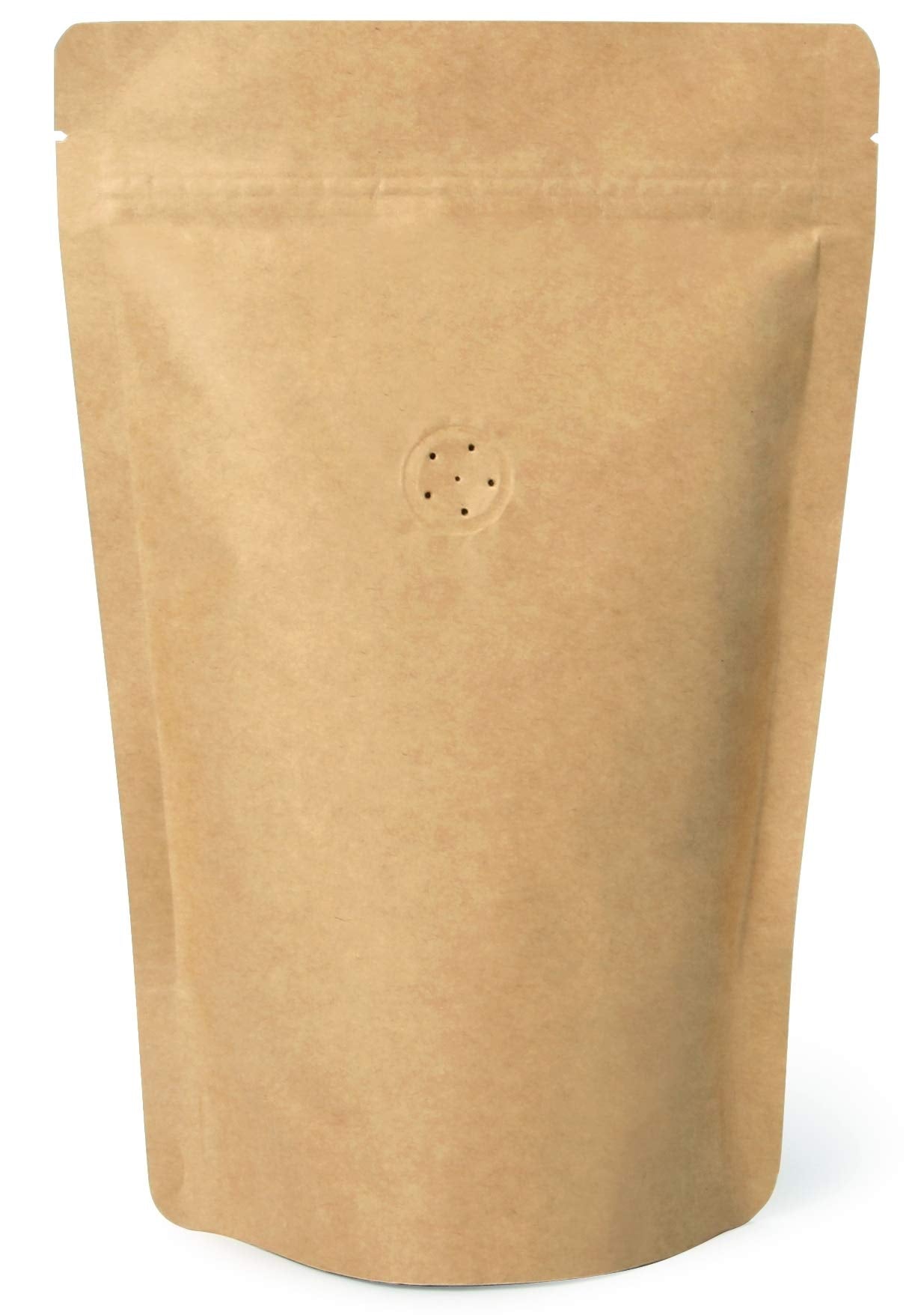 50 Counts High Barrier Natural Kraft Paper Stand up Zipper Coffee Pouch Bag with One Way Degassing Valve (50, 8 OZ/0.5 LB/224-250 Gram) 50