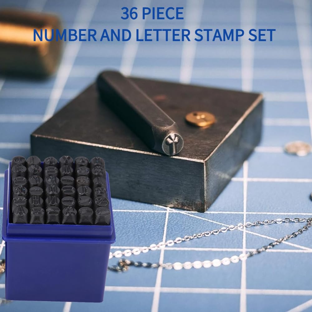 36pcs Letter and Number Metal Stamp Set 6mm Alphabet Stamps Steel Letter Punch for Imprinting Marking on Metal Wood Leather