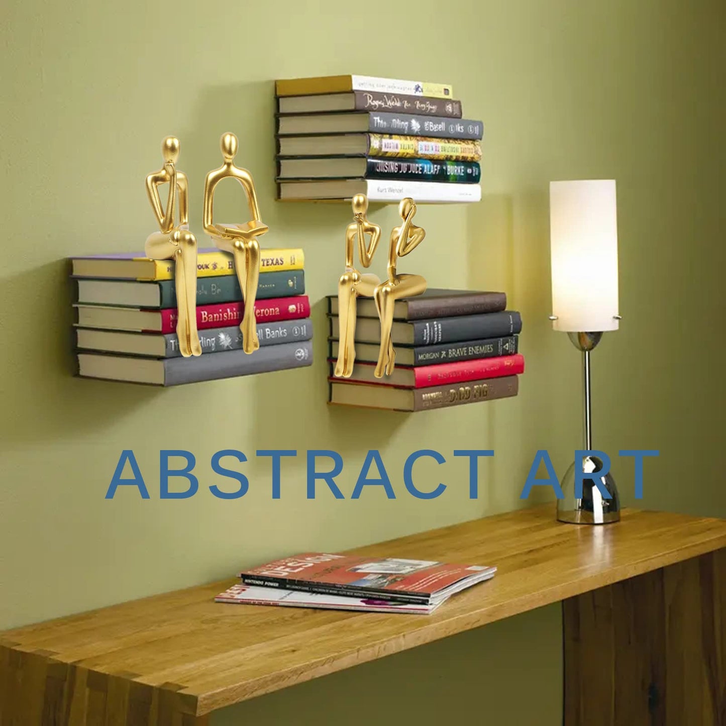 4Pcs Gold Decor Thinker Statue,Modern Resin Art Sculpture,Abstract Art Action Figurines home ornaments for living room office decor Bookshelf Decoration Collectible Figures (gold)