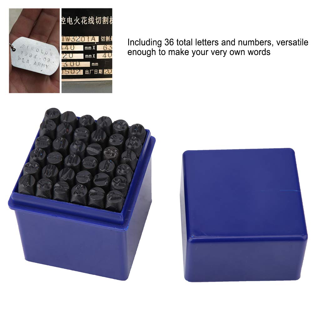 36pcs Letter and Number Metal Stamp Set 6mm Alphabet Stamps Steel Letter Punch for Imprinting Marking on Metal Wood Leather