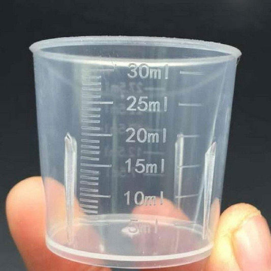 30ml Plastic Liquid Measuring Cups - Mini Clear Kitchen Medicine Cups Transparent Labs Graduated Beakers Baking Cooking Home Lab Measure Tool (10 Packs,1oz,Transparent) 10 Pcs