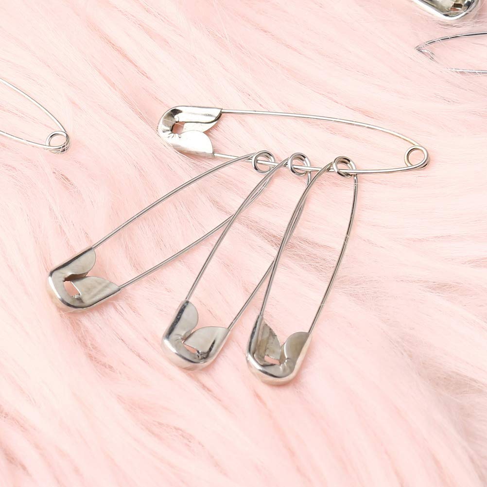 100Pcs Safety Pins, nuoshen 45mm Large Safety Pins Strong Safety Pins Metal Heavy Duty Safety Pin Nickel Plated Safety Blanket Pins for Crafts Arts Clothes