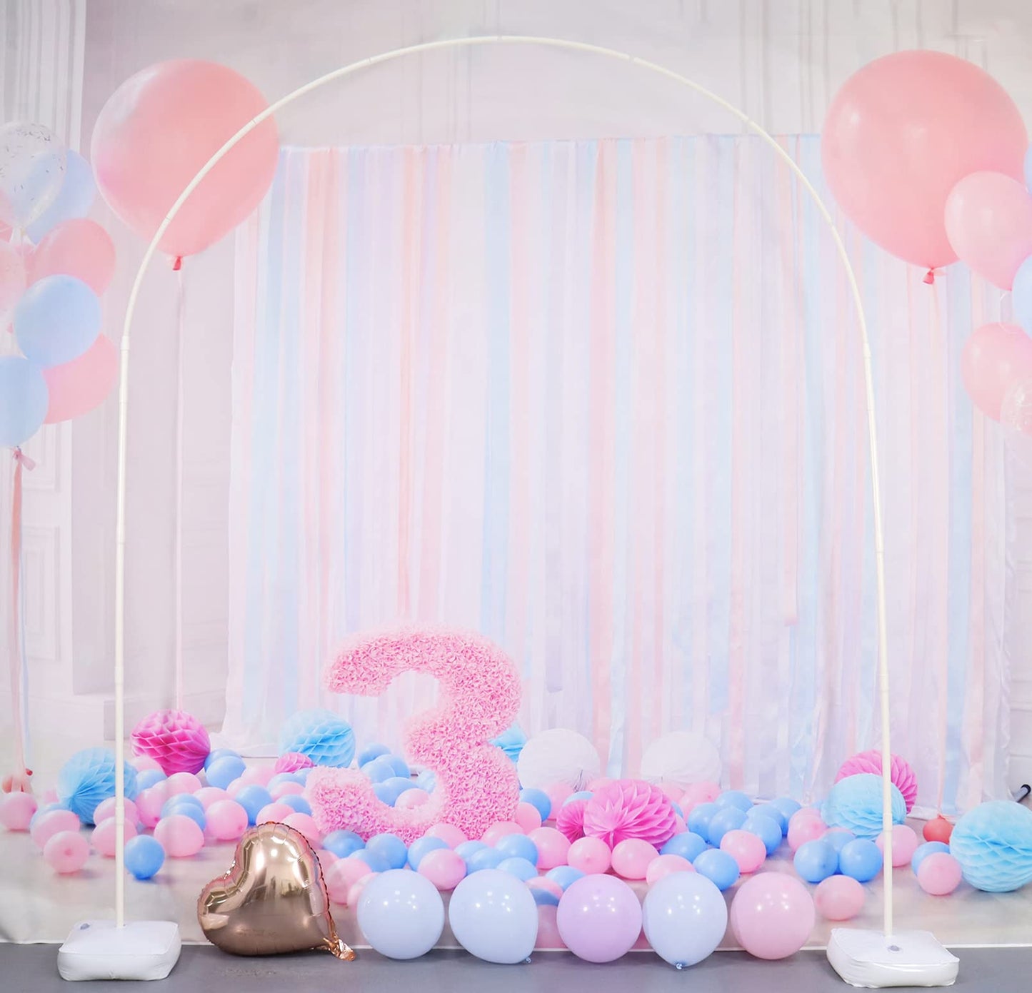 8ft × 6ft Balloon Arch Stand Kit for Floor, Balloon Arch Frame with Base, Balloon Arch Kit Floor Standing for Wedding, Birthday, Baby Shower, Graduation Party Decorations 8ft× 6ft(240× 180cm)