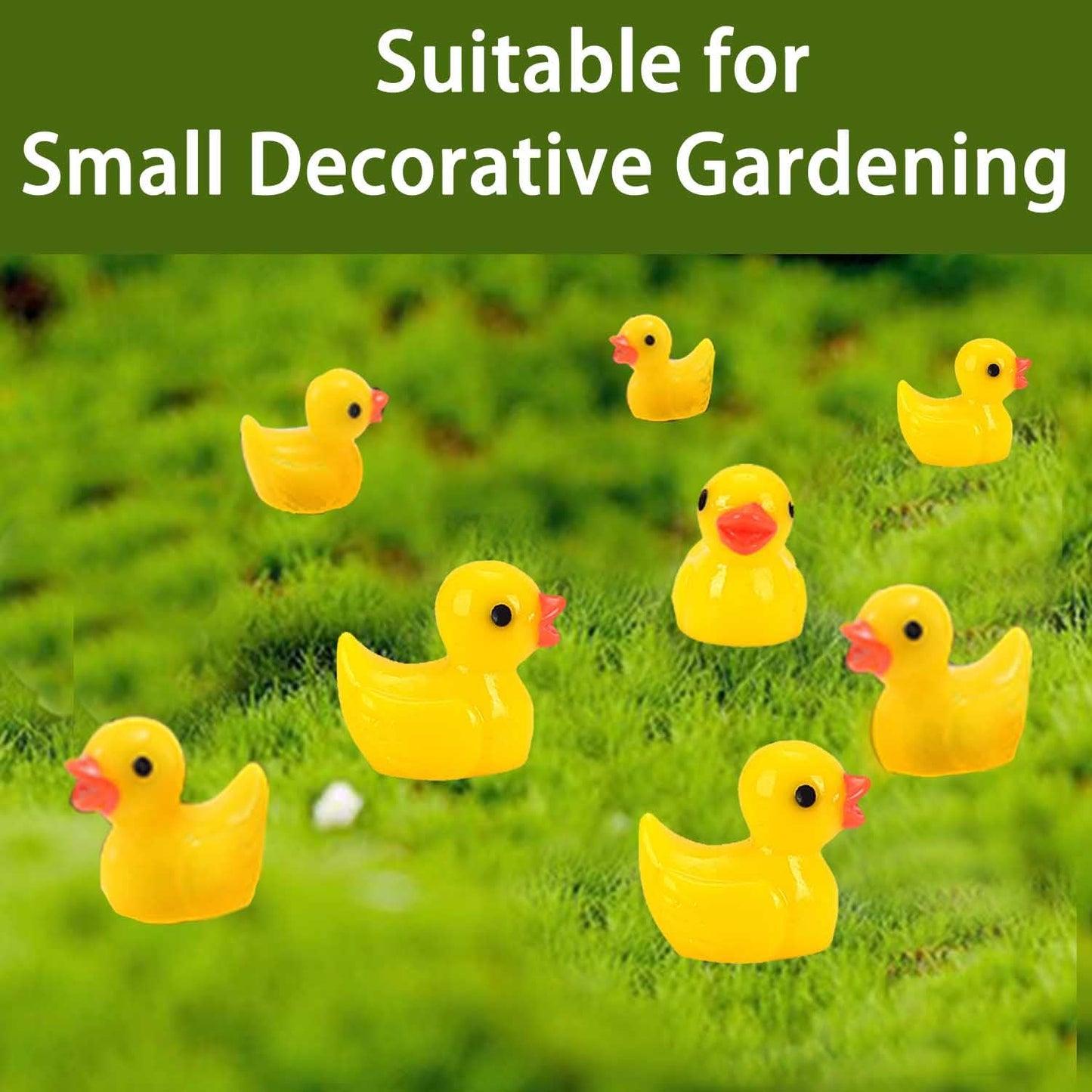 100PCS Mini Resin Ducks, Realistic Shape Tiny Ducks Cute Miniature Toy Baby Bath Time Toys Mini Rubber Ducks Ornaments for Aquariums, Dollhouses, Potted Plants, Garden Landscapes Decoration 100Pcs-Yellow